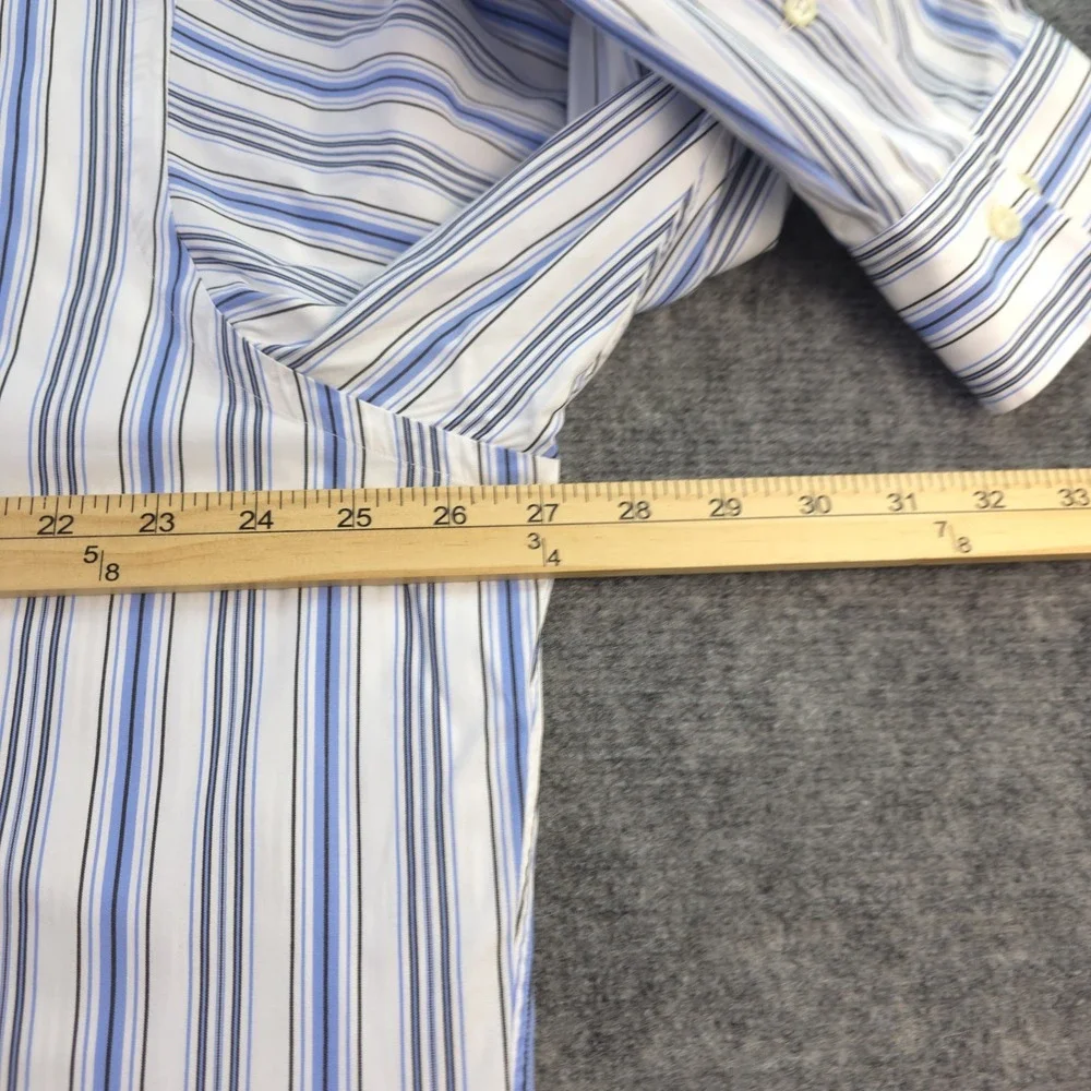 Polo Ralph Lauren Shirt 2XL 18 White Blue Striped Long‎ Sleeve Button Up Cotton
